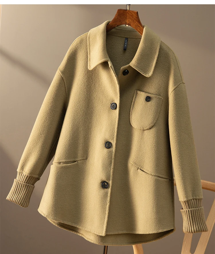 

Women Wool Coat Handmade Woolen Short Coat Female New