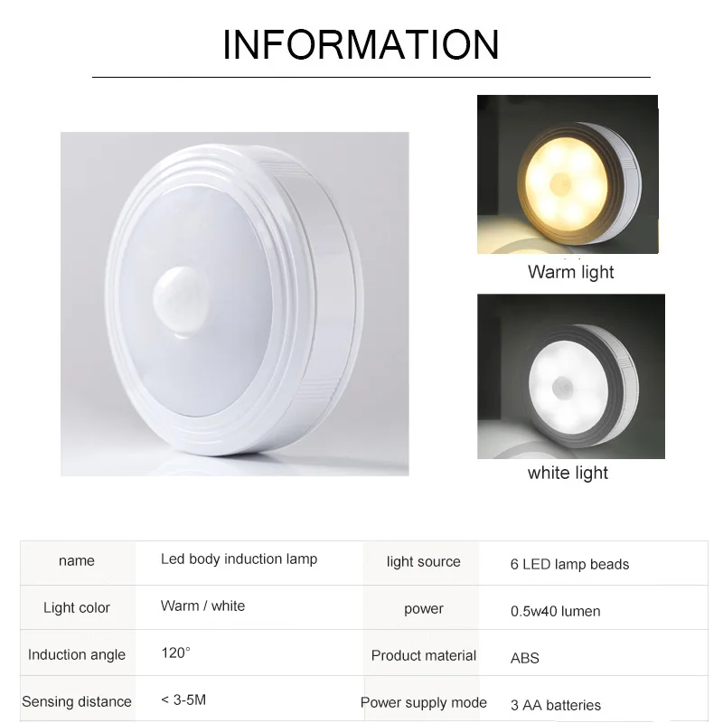 

PIR Motion Sensor Smart Night Lights Motion Sensor Night Lamps USB Charging Bedroom Decoration 6LED Night Light Festival Gift