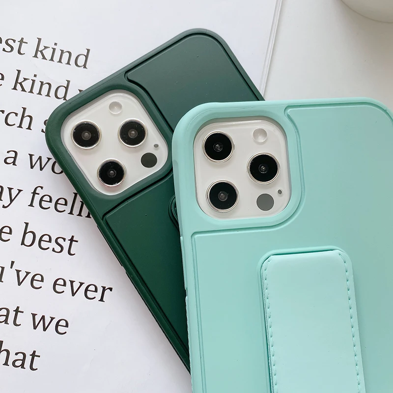 

Candy Color Phone Holder Case For iphone 12 Pro 11 Pro Max X XS max XR 7 8 plus Magnetic bracket Wrist Strap Soft Silicone Cover