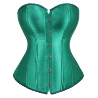 overbust corset plus size for women sexy bustier top vintage lace up boned corset satin black white green red pink cors%c3%a9