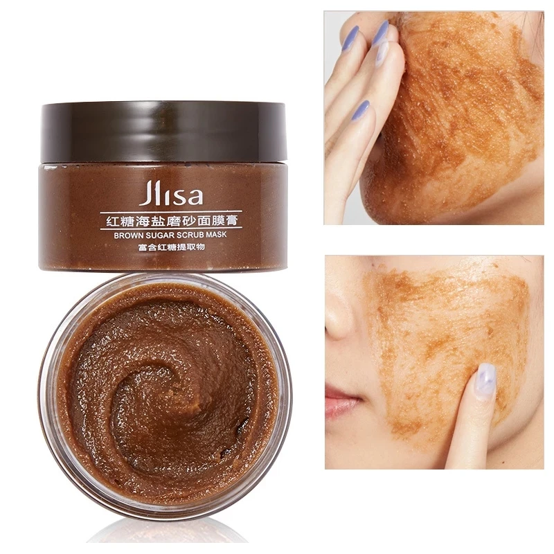 

Brown Sugar Sea Salt Scrub Mask Cream Exfoliates Deep Cleansing Pores Brightens Skin Tone Oil Control Acne Moisturizing