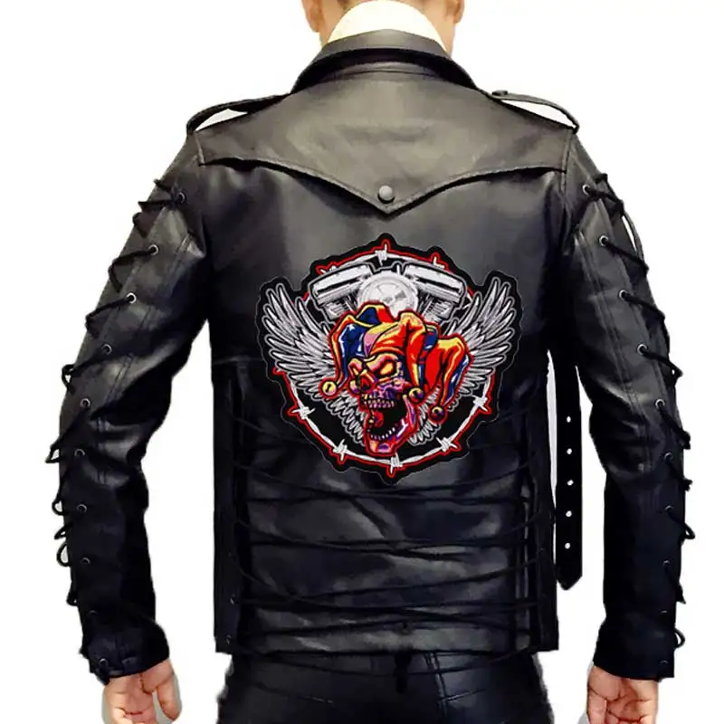 Большой клоун сердце череп крылья вышитые Панк байкерские нашивки Одежда