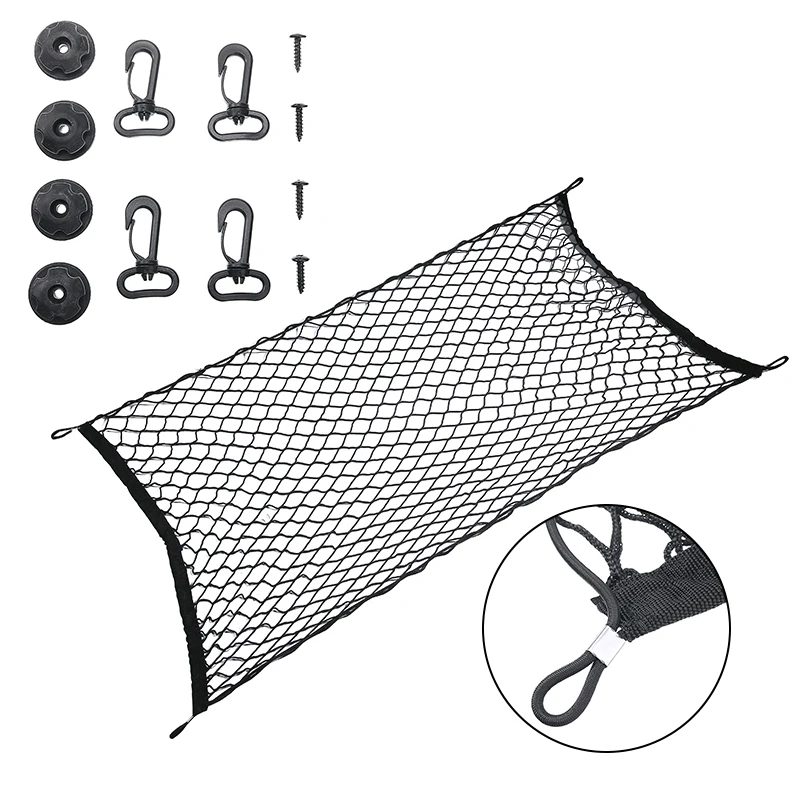 

1 комплект большой Автомобильная грузовая сетка нейлоновая эластичная сеточная подкладка; Чемодан хранения внедорожник крепление для грузовиков Поддержка 115x60 см сделай сам, крючки, станок и держатель аксессуары для ванной комнаты Запчасти