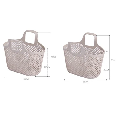 Light brown В упаковке 2 патента модные пластиковые корзины для хранения с ручкой анти-ротанг корзина для покупок PE мягкий Пластик плетеная корзина - Цвет: Light brown