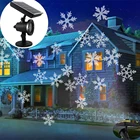 Светодиодный Рождественский лазерный диско-светильник на солнечной батарее IP65 в виде снежинки, уличный движущийся лазерный проектор снегопада для новогодвечерние