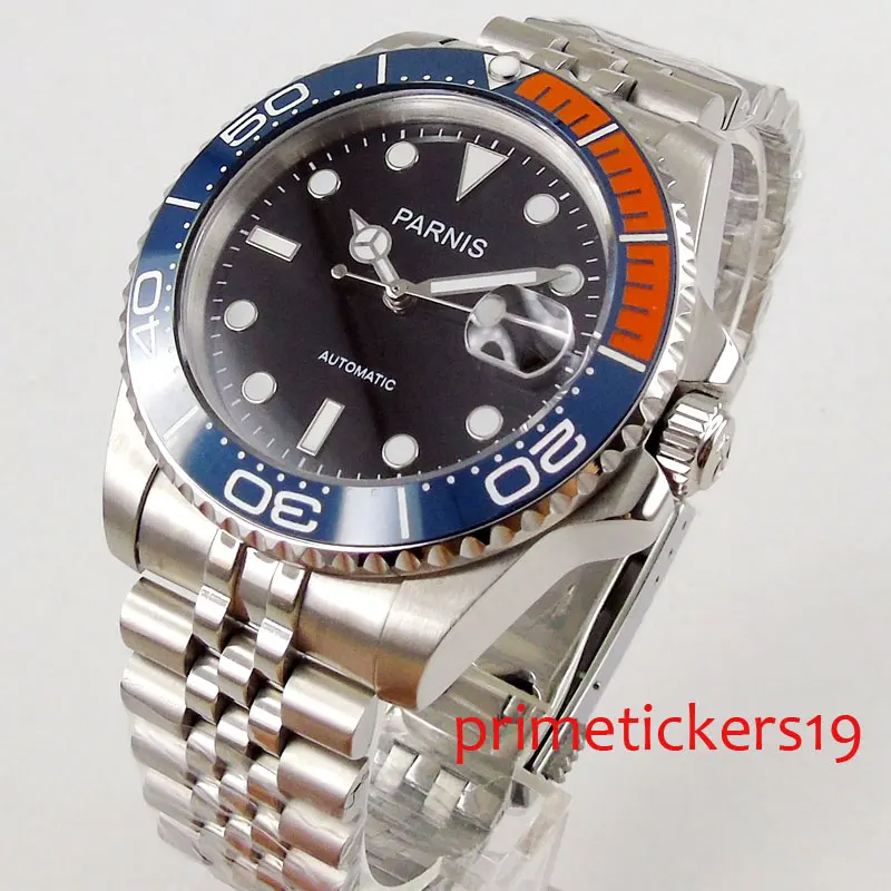 Мужские автоматические часы с черным циферблатом и сапфировым стеклом 40