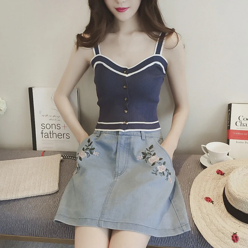 

New Summer Women O-Neck Casual T-shirt Sleeveless Striped Knitted T Shirt Fashion Slim Tshirt All-Match Tee Tops