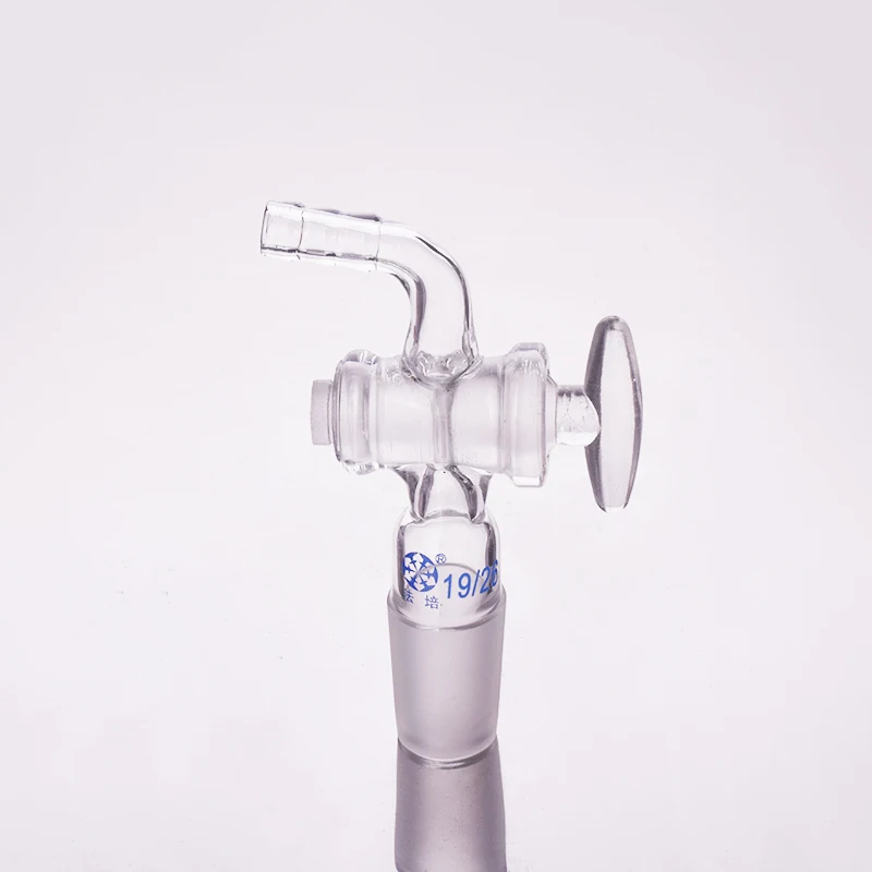 Curved suction connector,Glass valve 19/26,Joint with Glass stopcock standard ground mouth,Curved connector with piston