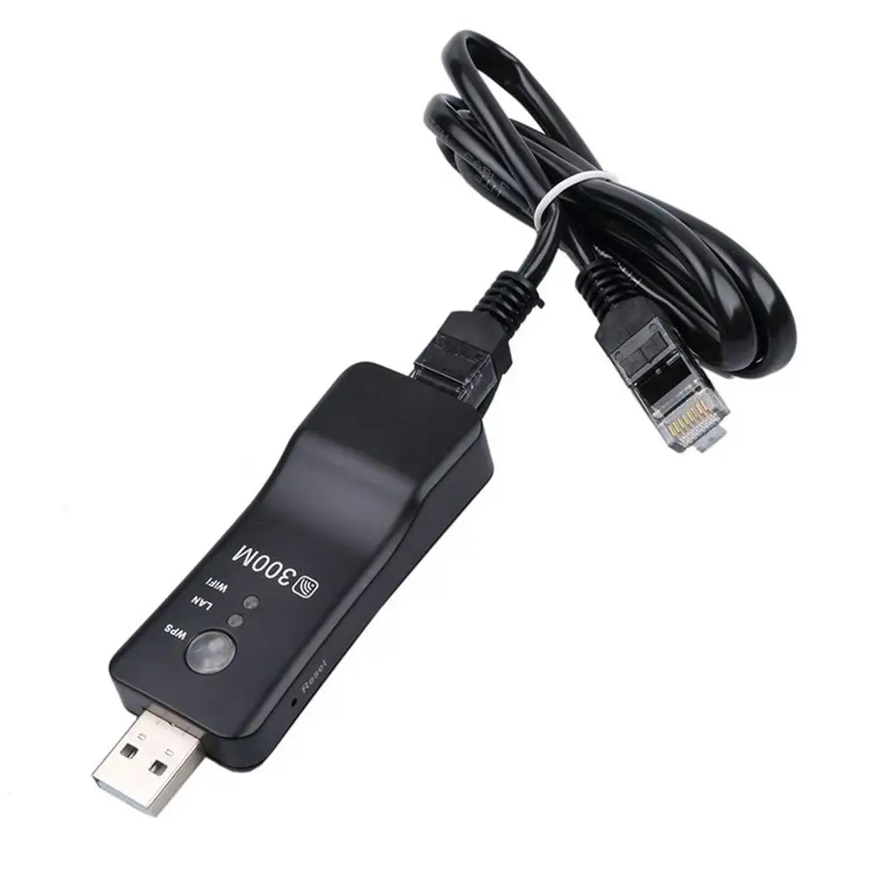 Сетевой адаптер для Smart TV 300 Мбит/с USB беспроводной Wi-Fi универсальный HDTV RJ45 Lan порт