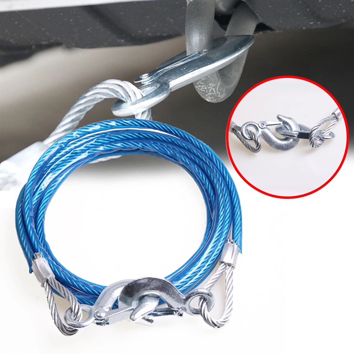

5 Ton 4 M Car Traction Rope Heavy Truck Trailer Cable Traction Rope Wire Rope Hook Truck Road Recovery