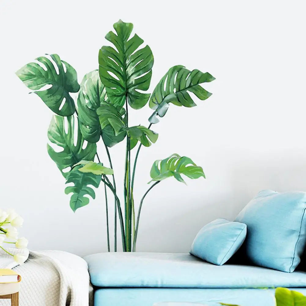 

Tropical Green Plant Leaves Removable Mural Wall Sticker Living Room Background Decal