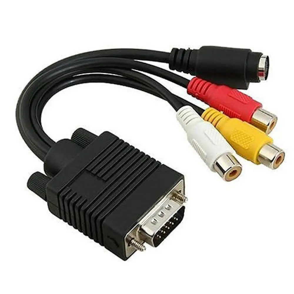 

15-контактный VGA SVGA папа-S-видео 3 RCA разъем мама композитный AV-выход преобразователь адаптер кабель для ноутбука ПК видеокарт
