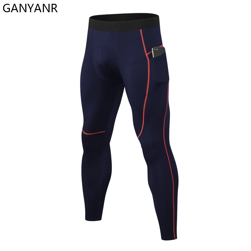 

GANYANR Compression Pants Gym Running Tights Men Sportswear Legging Fitness Sexy Basketball Sport Fit Yoga Pockets Wrokout Track