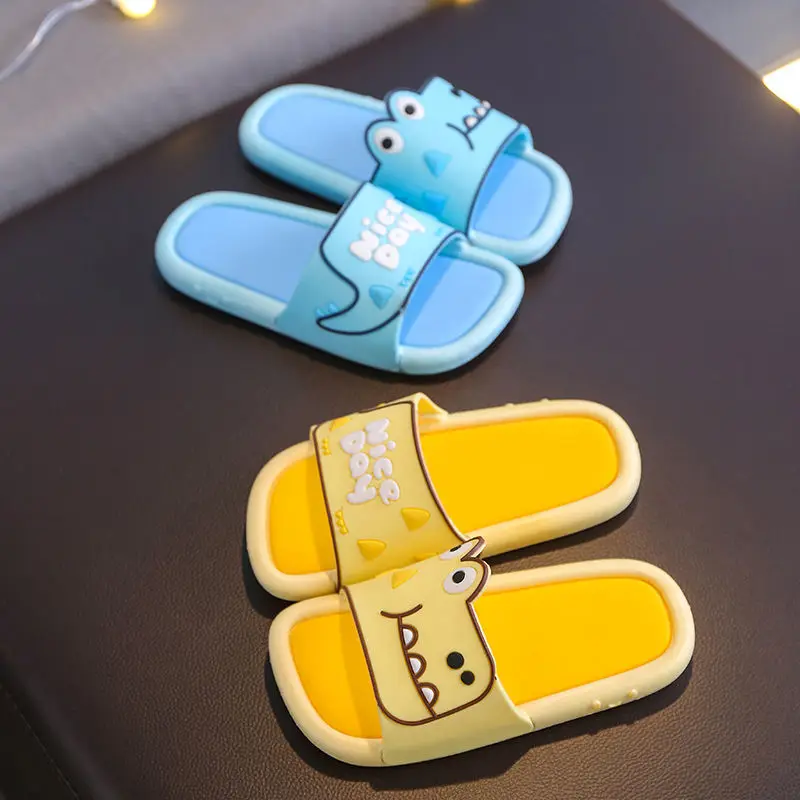 

Fashion New Cute Kids Slippers Dinosaur Children Baby Home Slippers Waterproof Breathable Non-slip Boys Girls Home Duck Shoes