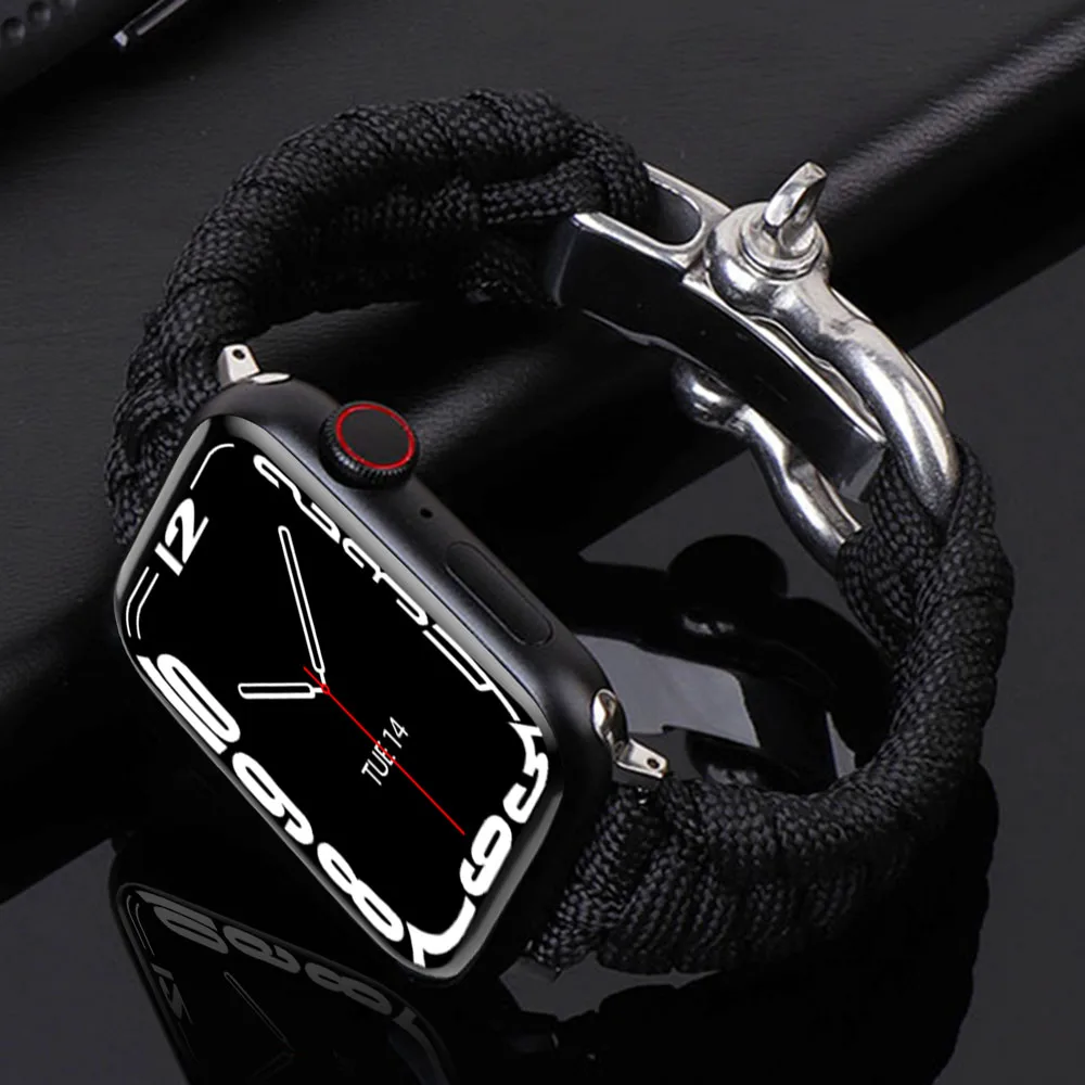 Ремешок нейлоновый для Apple Watch Band 44 мм 42 40 38 iWatch Series 3 4 5 SE 6 7 Плетеный спортивный
