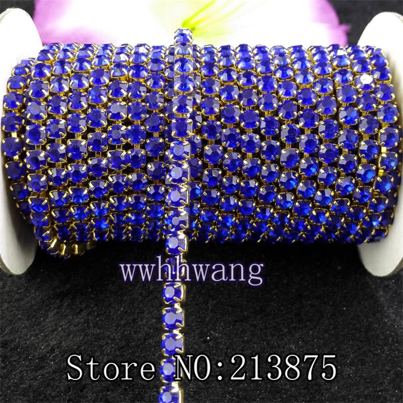 DIY 1 ярд SS16 12 цветов стиль стеклянный кристалл горный хрусталь Золотая основа цепи