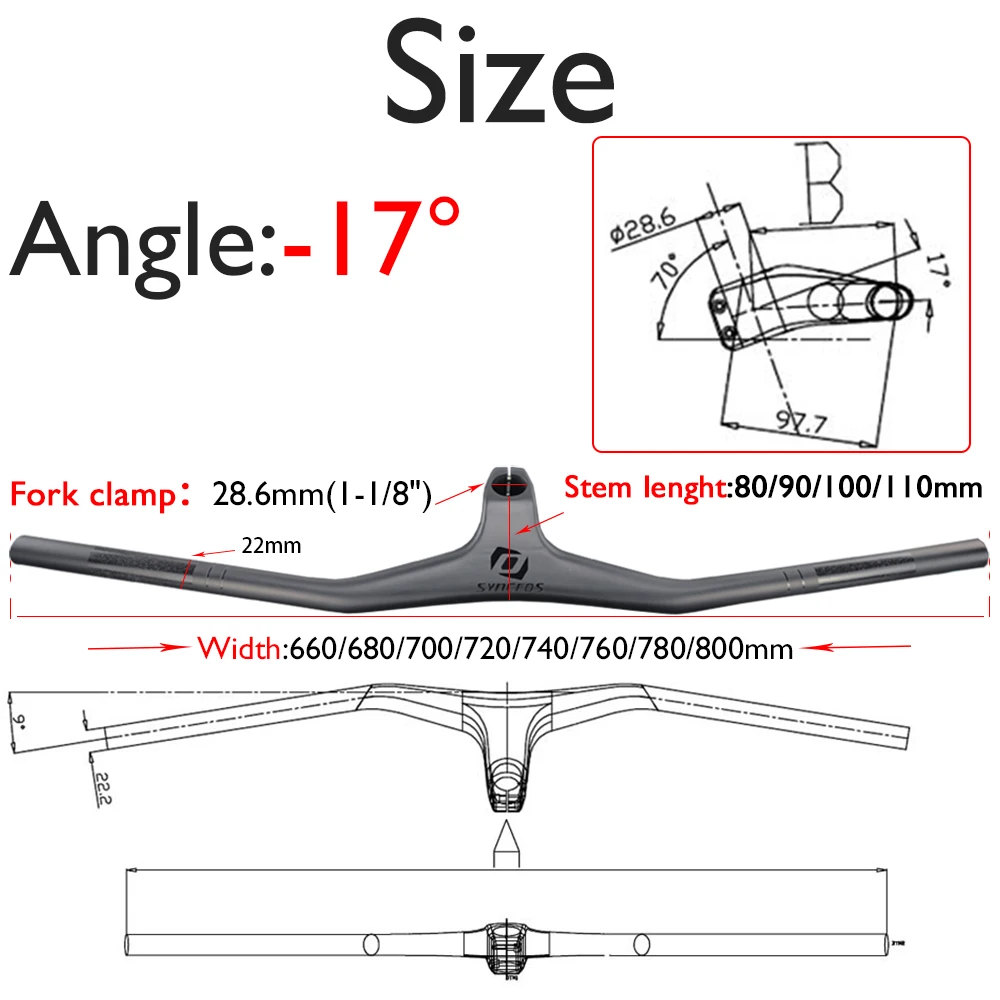 Дешево Руль горного велосипеда Syncros под заказ в двух стилях, горный велосипед из углеродного волокна, интегрированный, Фрейзер IC SL -17 градусов