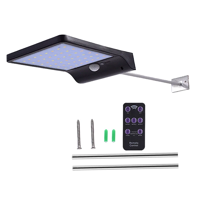 Большая сделка 48 светодиодных солнечных ламп Цвет регулируемый Три режима Водонепроницаемый на открытом воздухе Сад Черный.