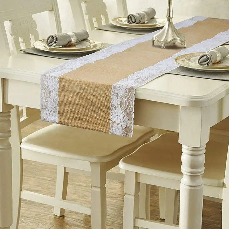 Настольная дорожка из джута Холст кружево украшение стола коврик 30x275