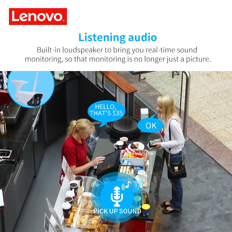 Наружная водонепроницаемая IP камера LENOVO 960P беспроводная видеонаблюдения с Wi Fi