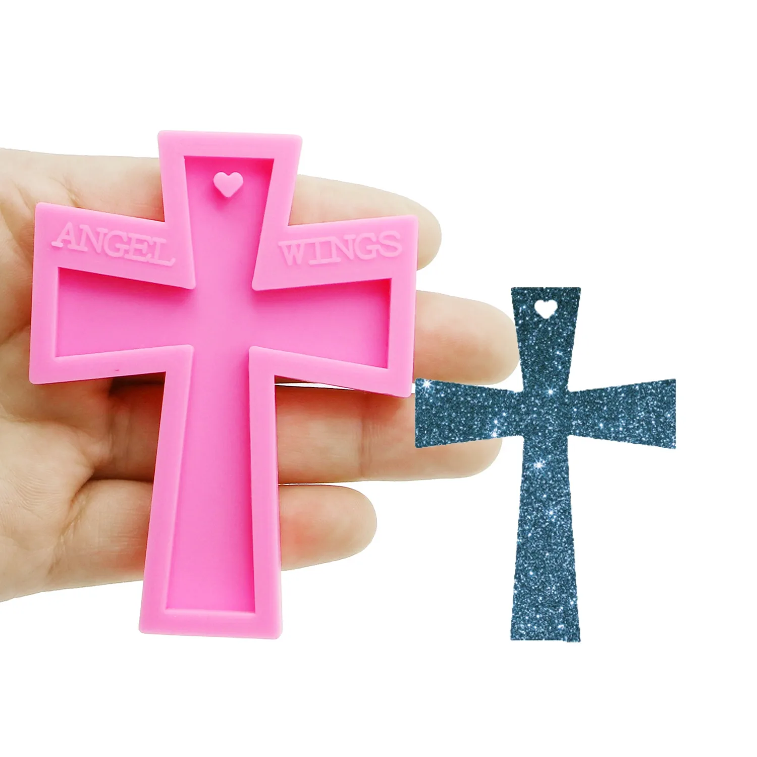 

Блестящий брелок крест Форма украшение с кольцом для ключей силиконовые формы для плетения браслетов, эпоксидная смола Иисуса силиконовые ...