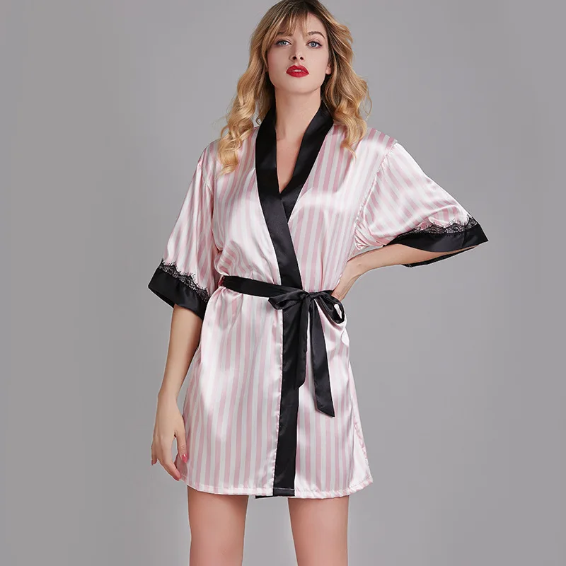 Халат кимоно Женский Шелковый атласный Модный банный халат пикантный пеньюар