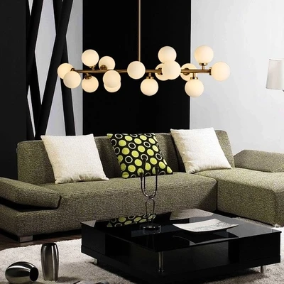 

Simple living room villa clothing trend creative personality pendant light molecule long pipe glass ball Beanstalk pendant lamp