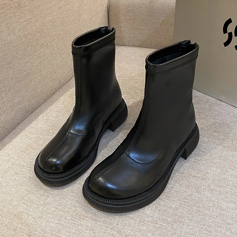 Fashion Women's Boots Autumn Women's Shoes Women's Ankle Boots Cool Motorcycle Chelsea Winter Shoes Hedging Brand Designer Shoes