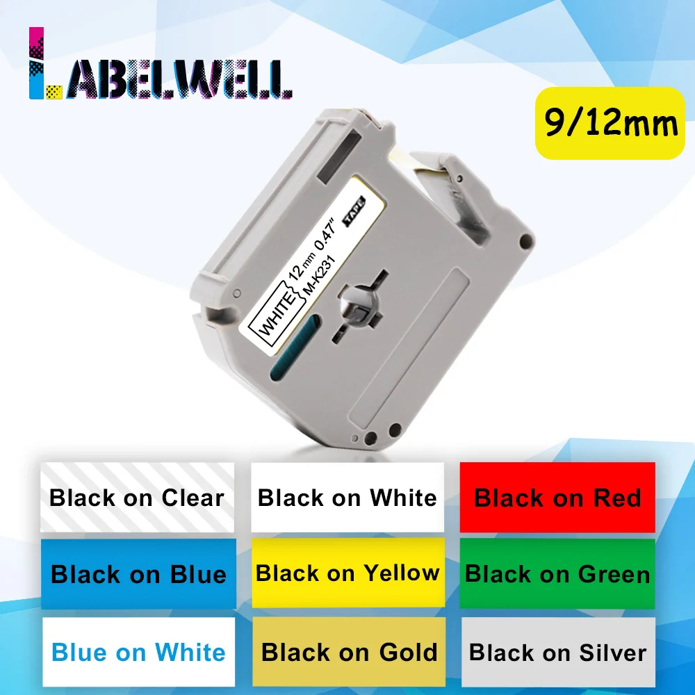 Labelwell черный на белом узоре лента MK231 12 мм для маркировки Совместимость Brother M K231 MK