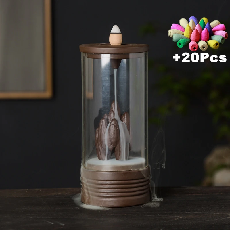 XP21 and 20 Incense 20 шт пирамидки благовоний бесплатно акриловая пластиковая чашка керамическая курильница для благовоний горелка печь аромат подарки ручной работы интересные украшения - Цвет: XP21 and 20 Incense