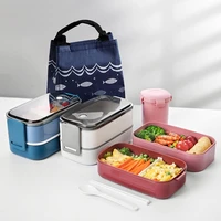double layer lunch box with chopsticks and spoon 0 7l1 4l large capacity transparent sealed leak proof bento box microwave oven