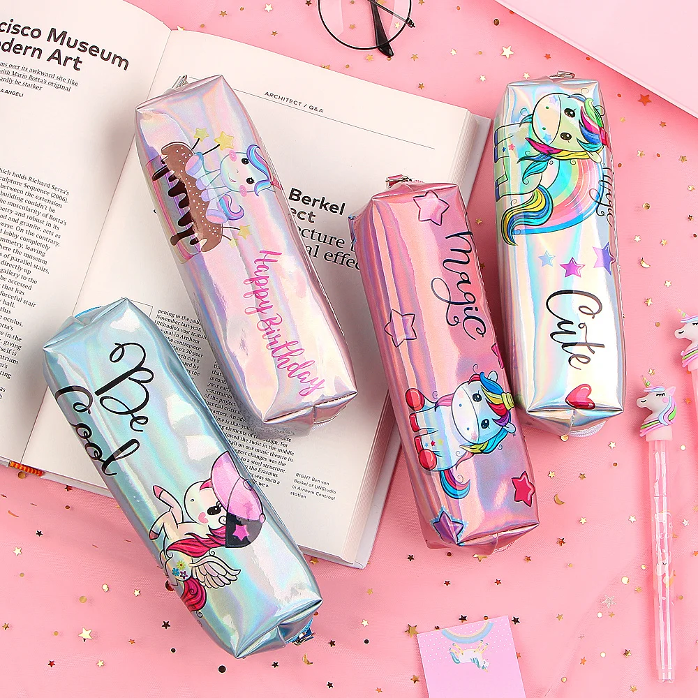 Unicorn Pencil Case Holographic Laser Pen Bag For Girl Boys Student Large Capacity Waterproof Box School Supply Stationery|Пеналы| |