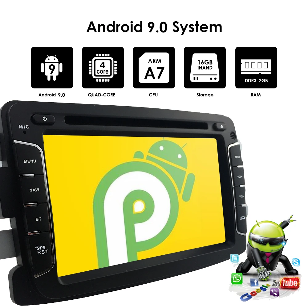 Android 9,0 4 г Wi автомобильный DVD стерео проигрыватель gps для Renault Duster Dacia Logan Dokker Авто Радио RDS gps ГЛОНАСС