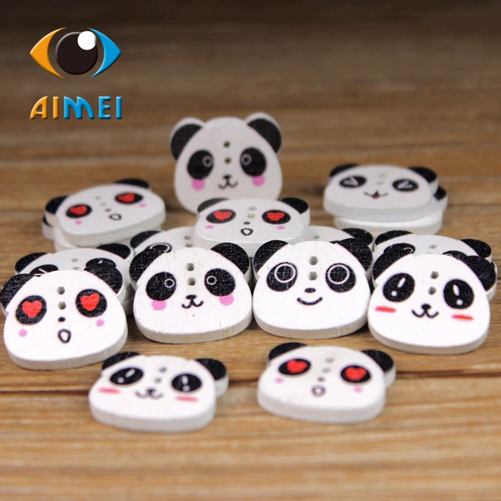 50 шт./лот картина Милая панда деревянные пуговицы для детской одежды швейная