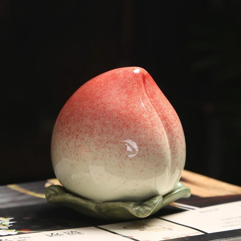 

Ceramic Longevity Peach Tea Caddy Peach Airtight Jar Decoration Tea Container