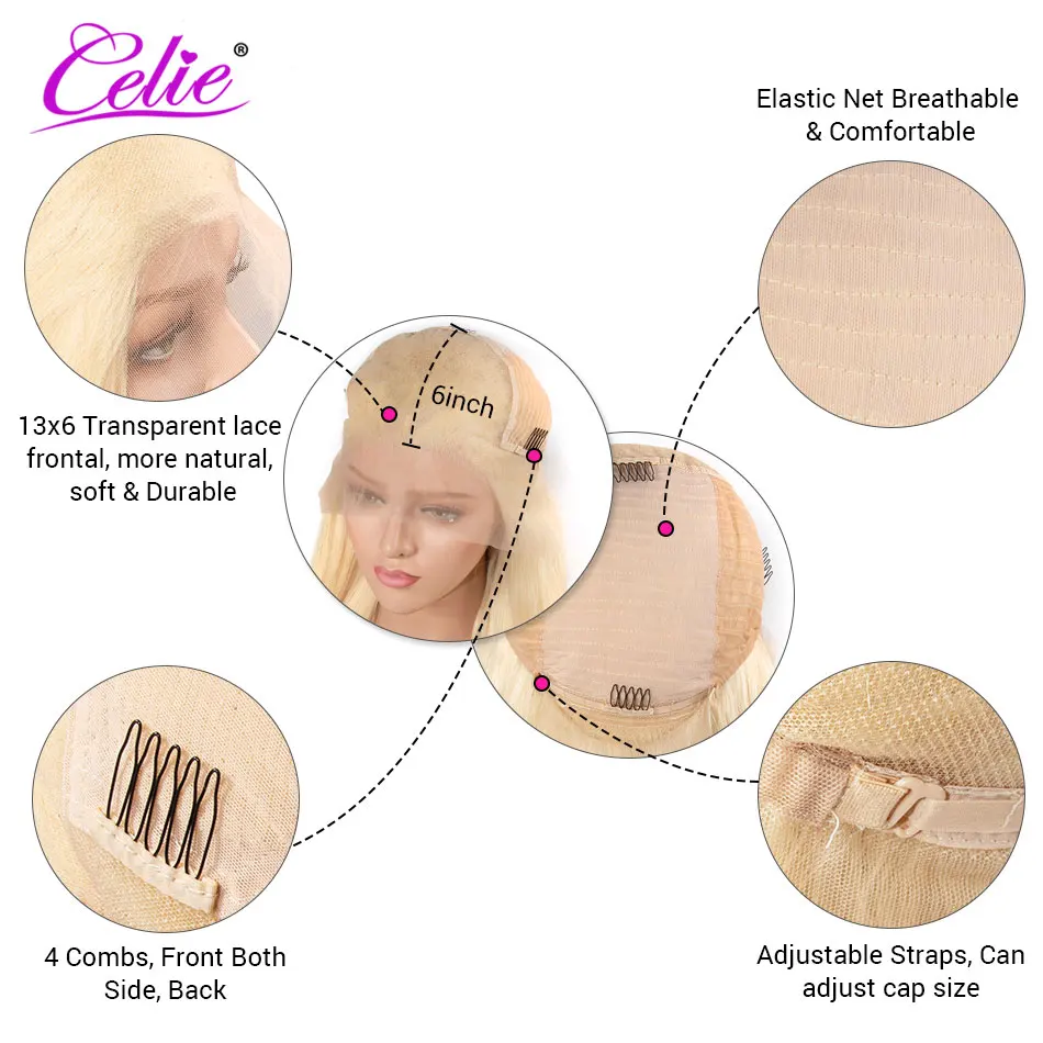 Парик блонд Celie 613 парик на сетке 4 х4 спереди плотность 180 13 х6 парики спереди|Парик