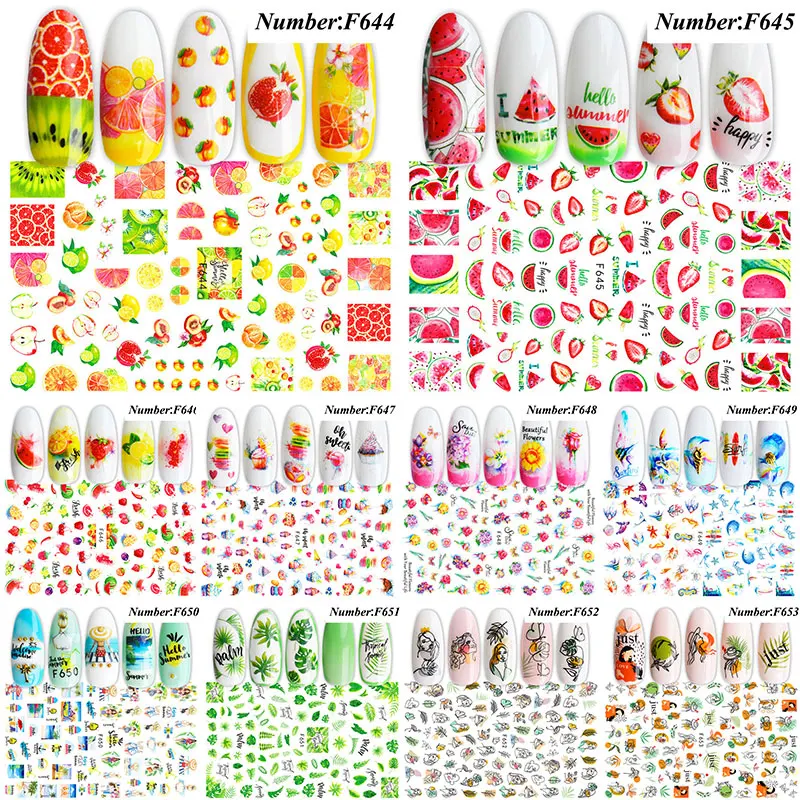 

Manicures 3D Nail Stickers Spring Summer Stickers Watermelon/Strawberry/Orange Stickers New Design Decoration Foil Tips