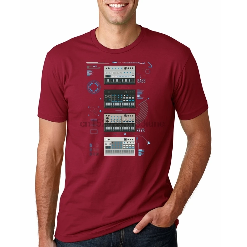 Для мужчин Korg Volca серии ключей Базовая синяя музыкальная футболка качественный