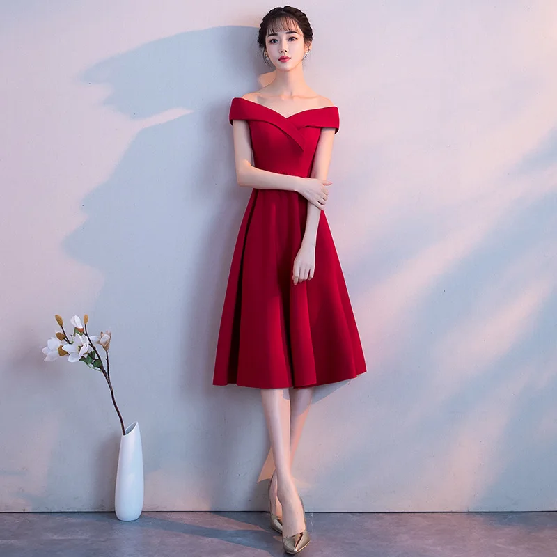 Vestido коктейльное платье с высокой талией тост для невесты кодовый блок свадьбы