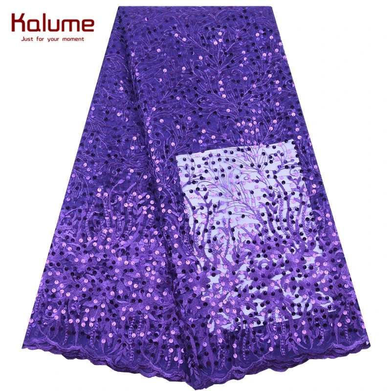 Африканская кружевная ткань Kalume с блестками Чистая Белая французская сетчатая