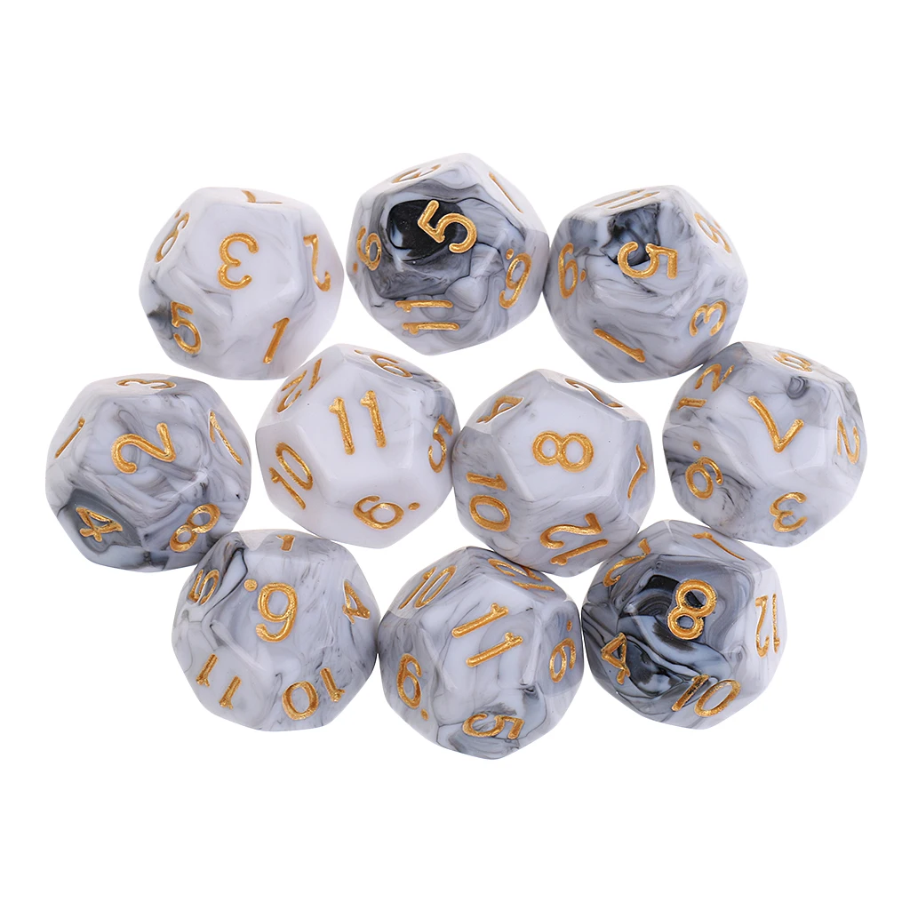 

10pcs 12 Sided Dice D12 Polyhedral Dice for Roley playing Games Dice Gift