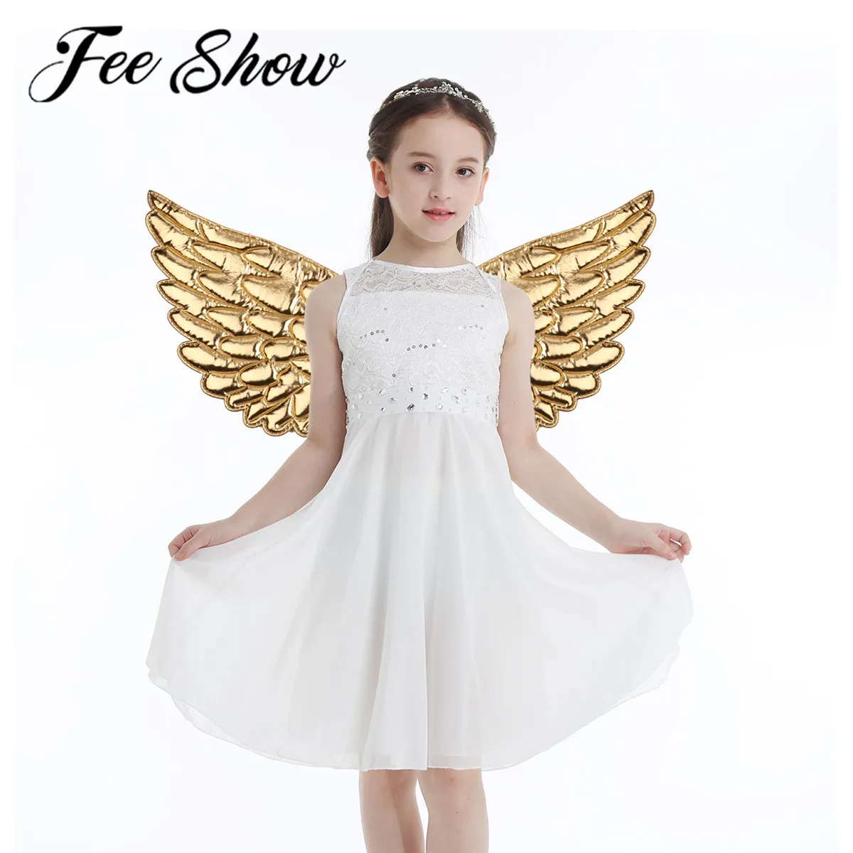 Детские макияжные костюмы FEESHOW для мальчиков девочек крыло Ангел Хэллоуин