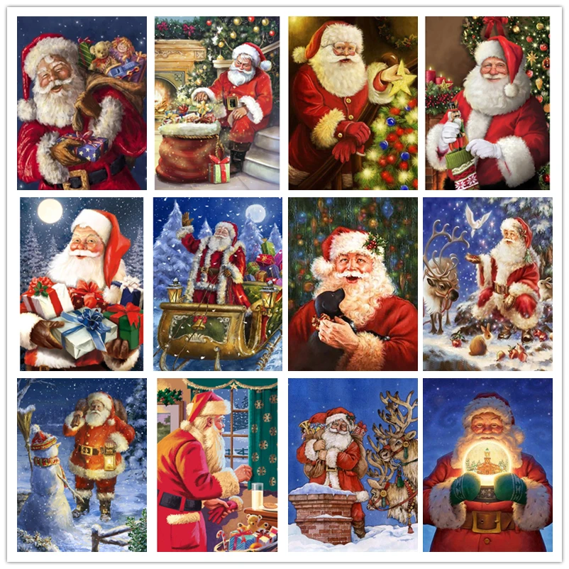 

Full Square/Round Diamond Embroidery DIY 5D Diamond Painting Santa Claus Cross Stitch Gift Set Wall Artist Home Decoration
