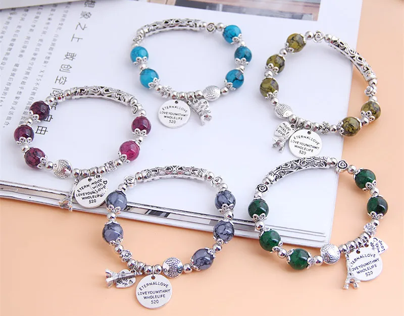 Женский винтажный браслет с кристаллами Kymyad в богемном стиле подвеской форме