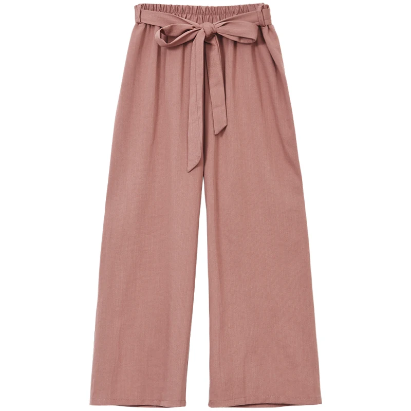 

Casual Cotton Linen women high waist wide leg pants New spring fall office band loose palazzo trousers female flared harem pant