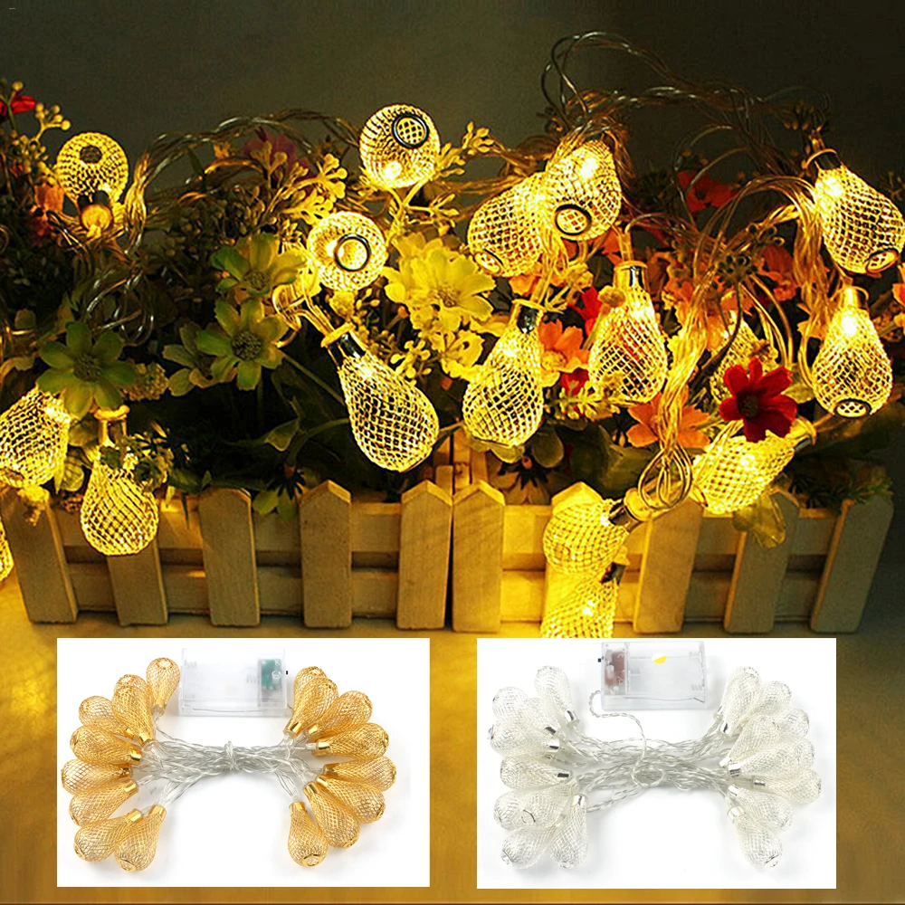 

2.5M Water Droplets 20 Lights String Light Christmas Garland Indoor Bedroom Home Wedding New Year Decoration Battery Powered