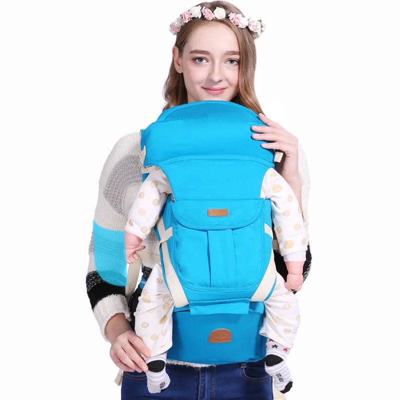 Light Blue QINHU 0-48 м, эргономичный слинг для лица, обхват талии, красный, розовый, няня, мягкое сиденье, Детская слинг, обертывание для путешествий - Цвет: Light Blue