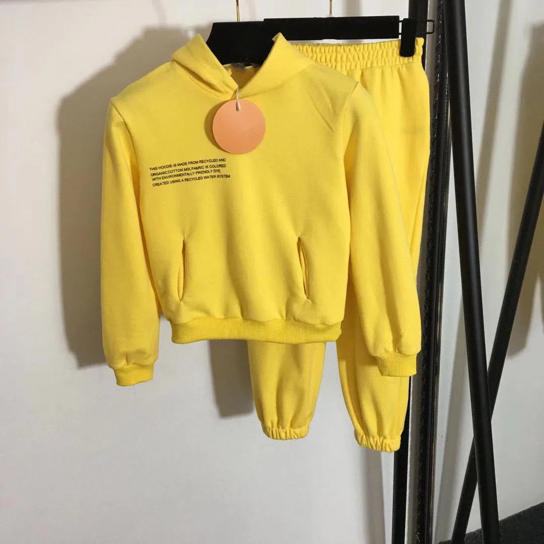 

2021 Warm Winter Solid Yellow Color + Long Pants Brand Toddler Girls Clothing set suits Outwear