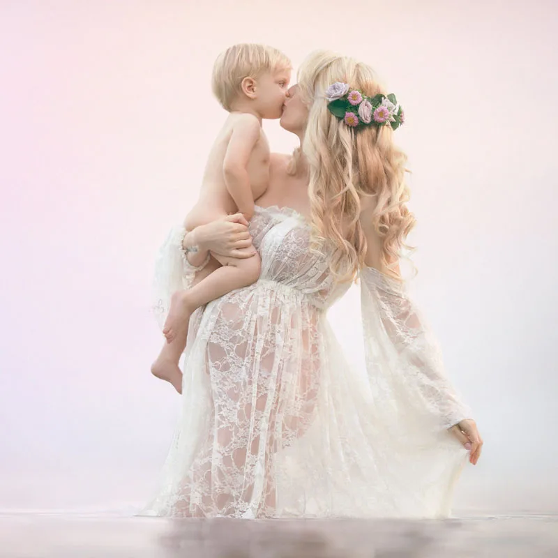 Lace Maxi Vestidos Maternity Photography Props Clothes Dresses For Photo Shoot Long Pregnancy Dress Gown | Мать и ребенок