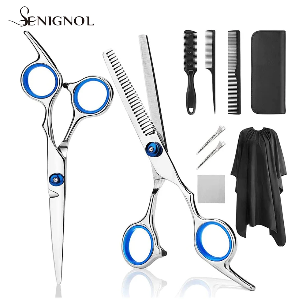 

SENIGNOL 9PCS Professional Hairdressing Scissors Barber Cutting Hair Salon Thinning Hair Cutter Comb for Hairdressers Set Kit
